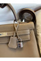 Hermes Kelly Retourne 32 Handmade Bag In Taupe Clemence Leather  Replica