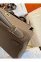 Hermes Kelly Retourne 32 Handmade Bag In Taupe Clemence Leather  Replica