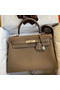 Hermes Kelly Retourne 32 Handmade Bag In Taupe Clemence Leather  Replica