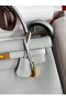 Hermes Kelly Retourne 32cm Handmade Bag In Blue Glacier Swift Calfskin  Replica