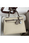 Hermes Kelly Sellier 25 Bicolor Bag in Craie and Gris Asphalt Epsom Calfskin  Replica
