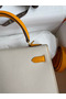 Hermes Kelly Sellier 25 Bicolor Bag in Craie and Yellow Epsom Calfskin  Replica