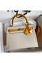 Hermes Kelly Sellier 25 Bicolor Bag in Craie and Yellow Epsom Calfskin  Replica
