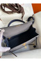 Hermes Kelly Sellier 25 Bicolor Bag in Gris Agate and Blue Ostrich Leather  Replica