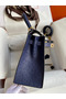 Hermes Kelly Sellier 25 Bicolor Bag in Gris Agate and Blue Ostrich Leather  Replica