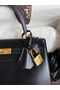 Hermes Kelly Sellier 25 Handmade Bag In Black Box Calfskin  Replica