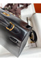 Hermes Kelly Sellier 25 Handmade Bag In Black Box Calfskin  Replica