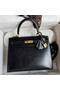 Hermes Kelly Sellier 25 Handmade Bag In Black Box Calfskin  Replica