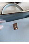 Hermes Kelly Sellier 25 Handmade Bag In Blue Brume Epsom Calfskin  Replica
