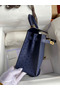 Hermes Kelly Sellier 25 Handmade Bag In Blue Iris Ostrich Leather  Replica