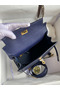 Hermes Kelly Sellier 25 Handmade Bag In Blue Iris Ostrich Leather  Replica