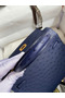 Hermes Kelly Sellier 25 Handmade Bag In Blue Iris Ostrich Leather  Replica