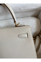 Hermes Kelly Sellier 25 Handmade Bag In Craie Epsom Calfskin  Replica