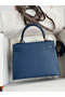 Hermes Kelly Sellier 25 Handmade Bag In Deep Blue Epsom Calfskin  Replica