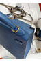 Hermes Kelly Sellier 25 Handmade Bag In Deep Blue Epsom Calfskin  Replica