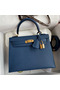 Hermes Kelly Sellier 25 Handmade Bag In Deep Blue Epsom Calfskin  Replica