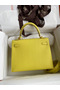 Hermes Kelly Sellier 25 Handmade Bag In Lime Epsom Calfskin  Replica