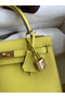 Hermes Kelly Sellier 25 Handmade Bag In Lime Epsom Calfskin  Replica