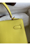 Hermes Kelly Sellier 25 Handmade Bag In Lime Epsom Calfskin  Replica