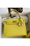 Hermes Kelly Sellier 25 Handmade Bag In Lime Epsom Calfskin  Replica