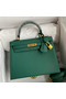 Hermes Kelly Sellier 25 Handmade Bag In Malachite Epsom Calfskin  Replica