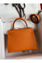 Hermes Kelly Sellier 25 Handmade Bag In Orange Epsom Calfskin  Replica