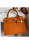 Hermes Kelly Sellier 25 Handmade Bag In Orange Epsom Calfskin  Replica