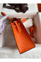 Hermes Kelly Sellier 25 Handmade Bag In Orange Ostrich Leather  Replica