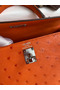 Hermes Kelly Sellier 25 Handmade Bag In Orange Ostrich Leather  Replica