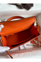 Hermes Kelly Sellier 25 Handmade Bag In Orange Ostrich Leather  Replica