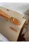 Hermes Kelly Sellier 28 Bicolor Bag in Trench and Gold Epsom Calfskin  Replica