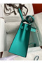 Hermes Kelly Sellier 28 Handmade Bag In Blue Paon Epsom Calfskin  Replica