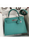 Hermes Kelly Sellier 28 Handmade Bag In Blue Paon Epsom Calfskin  Replica