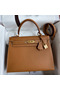 Hermes Kelly Sellier 28 Handmade Bag In Gold Epsom Calfskin  Replica