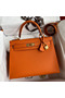 Hermes Kelly Sellier 28 Handmade Bag In Orange Epsom Calfskin  Replica