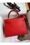 Hermes Kelly Sellier 28 Handmade Bag In Red Ostrich Leather  Replica