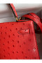 Hermes Kelly Sellier 28 Handmade Bag In Red Ostrich Leather  Replica