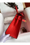 Hermes Kelly Sellier 28 Handmade Bag In Red Ostrich Leather  Replica