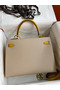 Hermes Kelly Sellier 32 Bicolor Bag in Trench and Yellow Epsom Calfskin  Replica