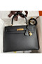 Hermes Kelly Sellier 32 Handmade Bag In Black Epsom Calfskin  Replica