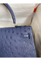Hermes Kelly Sellier 32 Handmade Bag In Blue Iris Ostrich Leather  Replica