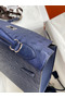 Hermes Kelly Sellier 32 Handmade Bag In Blue Iris Ostrich Leather  Replica