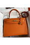 Hermes Kelly Sellier 32 Handmade Bag In Orange Epsom Calfskin  Replica