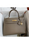 Hermes Kelly Sellier 32 Handmade Bag In Taupe Epsom Calfskin  Replica