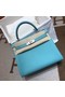 Hermes Kelly Shoulder Bag Original TOGO Leather KY3255 sky blue  Replica