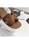 Hermes lady leather Slipper HO809HMJ brown Replica