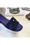Hermes lady leather Slipper HO812HMJ blue Replica