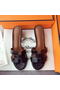 Hermes Leather Slipper HO742 Black  Replica
