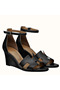 Hermes Legend Wedge Sandal In Black Calfskin  Replica