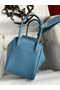 Hermes Lindy 26 Handmade Bag In Blue Jean Clemence Leather  Replica